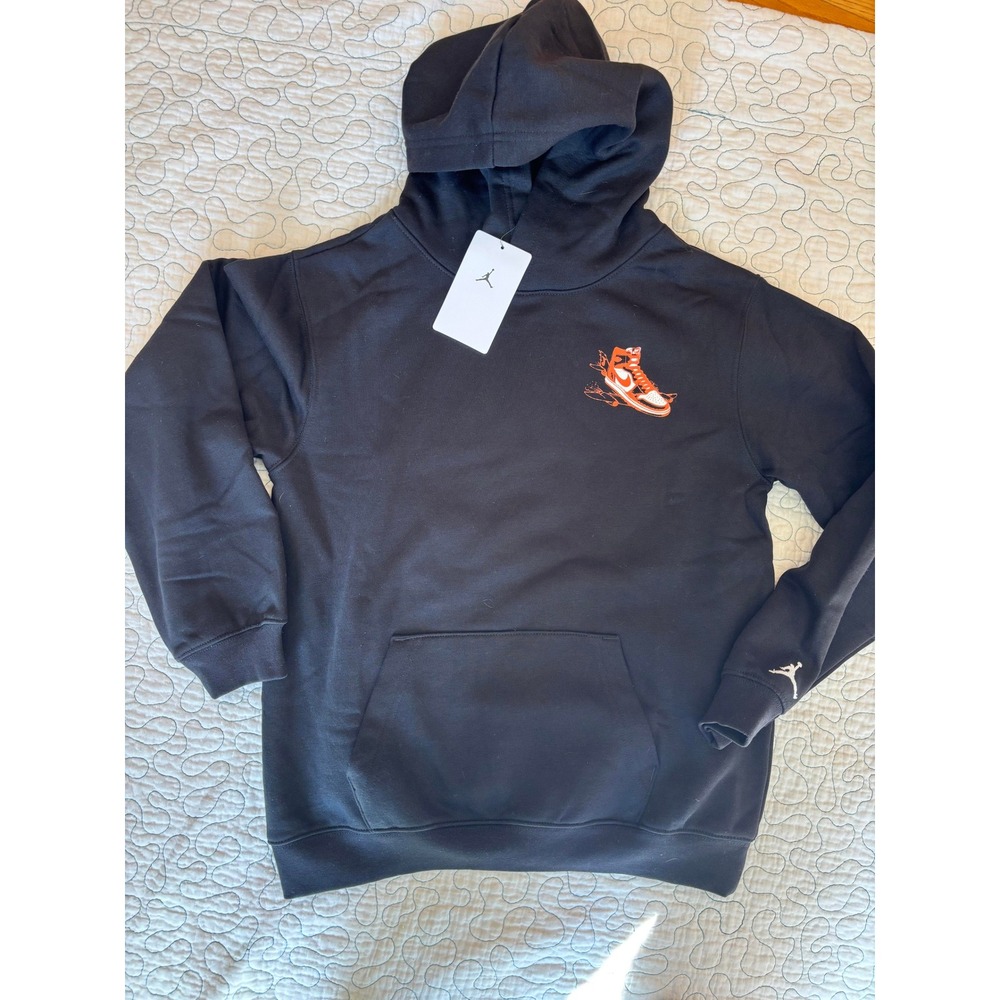 Jordan Boys Black Air Jordan Has Landed Sneaker Graphic Hoodie Size Large